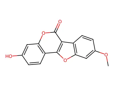 3-Hydroxy-9-methoxy-6H-benzofuro(3,2-c)(1)benzopyran-6-one structure