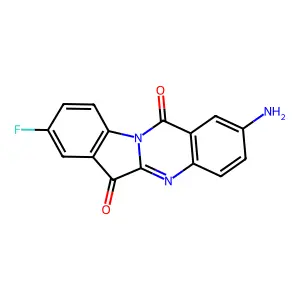 2-Amino-8-fluoroindolo[2,1-b]quinazoline-6,12-dione structure