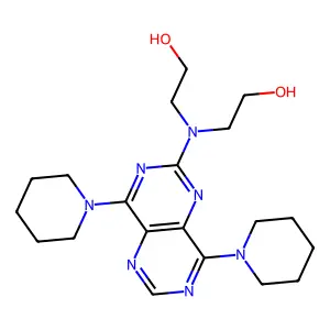 2-[[4,8-di(piperidin-1-yl)pyrimido[5,4-d]pyrimidin-2-yl]-(2-hydroxyethyl)amino]ethanol structure