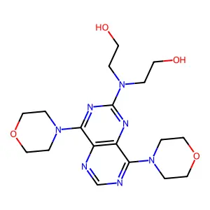 2-[(4,8-dimorpholin-4-ylpyrimido[5,4-d]pyrimidin-2-yl)-(2-hydroxyethyl)amino]ethanol structure