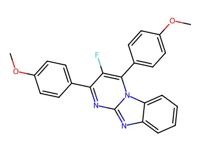 Pyrimido(1,2-a)benzimidazole, 2,4-bis(4-methoxyphenyl)-3-fluoro- structure