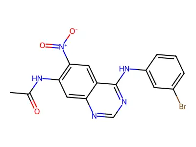 7-Acetamido-4-(3-bromoanilino)-6-nitroquinazoline structure
