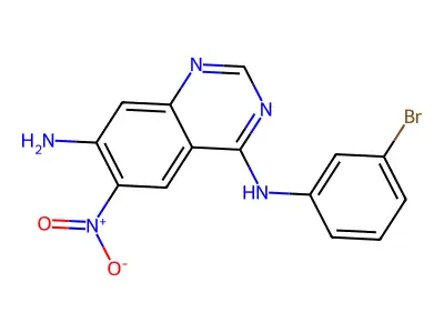 7-Amino-4-(3-bromoanilino)-6-nitroquinazoline structure