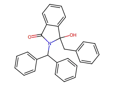 3-benzyl-2-(diphenylmethyl)-3-hydroxy-2,3-dihydro-1H-isoindol-1-one structure