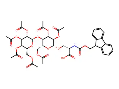 3-[3,4-diacetyloxy-6-(acetyloxymethyl)-5-[3,4,5-triacetyloxy-6-(acetyloxymethyl)oxan-2-yl]oxyoxan-2-yl]oxy-2-(9H-fluoren-9-ylmethoxycarbonylamino)propanoic acid structure
