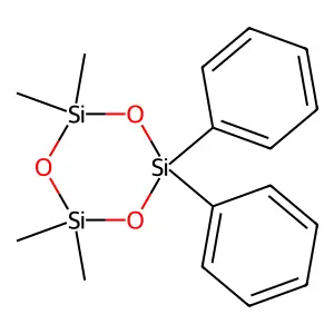 Diphenyltetramethylcyclotrisiloxane structure