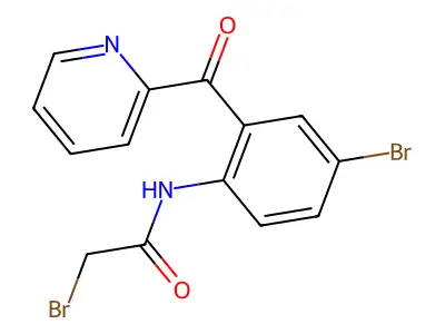2-bromo-N-(4-bromo-2-(pyridin-2-ylcarbonyl)phenyl)acetamide structure
