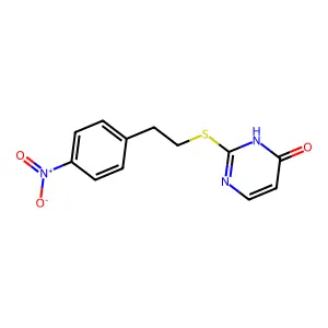 2-[(2-{4-nitrophenyl}ethyl)sulfanyl]-4(3H)-pyrimidinone structure