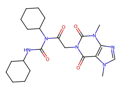 1H-Purine-7-acetamide, 2,3,6,7-tetrahydro-N-cyclohexyl-N-((cylohexylamino)carbonyl)-3,7-dimethyl-2,6-dioxo- structure