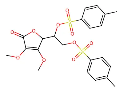 [2-(3,4-dimethoxy-5-oxo-2H-furan-2-yl)-2-(4-methylphenyl)sulfonyloxyethyl] 4-methylbenzenesulfonate structure