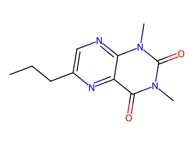 1,3-dimethyl-6-propyl-2,4(1H,3H)-pteridinedione structure