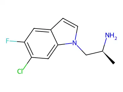 (S)-1-(6-chloro-5-fluoro-1H-indol-1-yl)propan-2-amine structure
