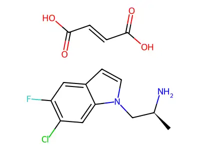 but-2-enedioic acid; (2S)-1-(6-chloro-5-fluoro-indol-1-yl)propan-2-amine structure