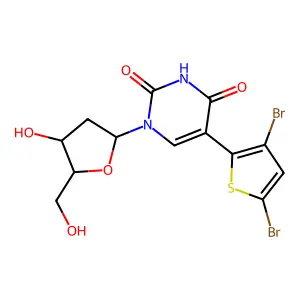 2'-Deoxy-5-(3,5-dibromo-2-thienyl)uridine structure