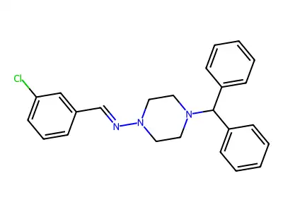 N-[(E)-(3-chlorophenyl)methylidene]-4-(diphenylmethyl)piperazin-1-amine structure