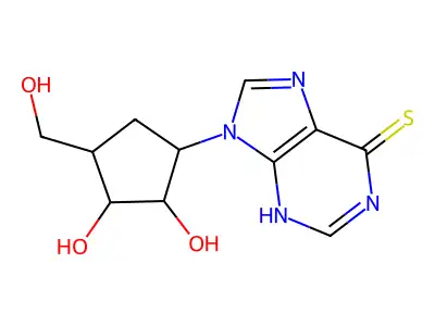 9-[2,3-dihydroxy-4-(hydroxymethyl)cyclopentyl]-3H-purine-6-thione structure