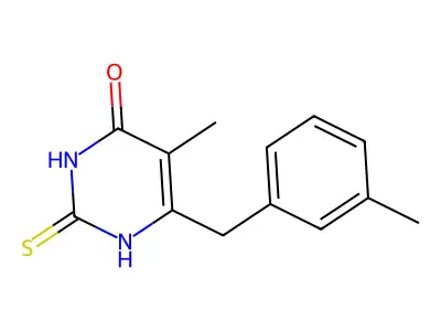 4-Hydroxy-2-mercapto-5-methyl-6-(3-methylbenzyl)pyrimidine structure