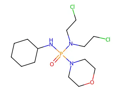N,N-Bis(2-chloroethyl)-N'-cyclohexyl-P-morpholin-4-ylphosphonic diamide structure