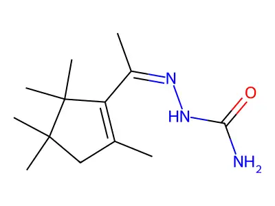 Methyl(2,4,4,5,5-pentamethyl-1-cyclopenten-1-yl) ketone semicarbazone structure