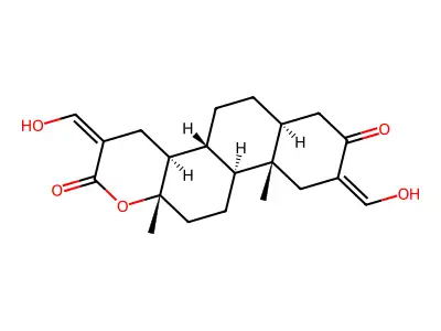 (3Z,4aS,4bR,6aS,9Z,10aS,10bS,12aS)-3,9-bis(hydroxymethyliden structure