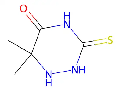 tetrahydro-6,6-dimethyl-3-thioxo-1,2,4-triazin-5(2H)-one structure