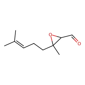 3-Methyl-3-(4-methylpent-3-en-1-yl)oxirane-2-carbaldehyde structure