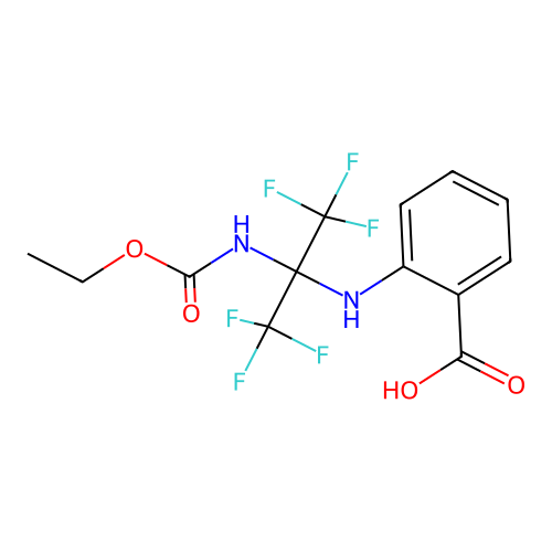 2-((2-((ethoxycarbonyl)amino)-1,1,1,3,3,3-hexafluoropropan-2-yl)amino)benzoic acid structure