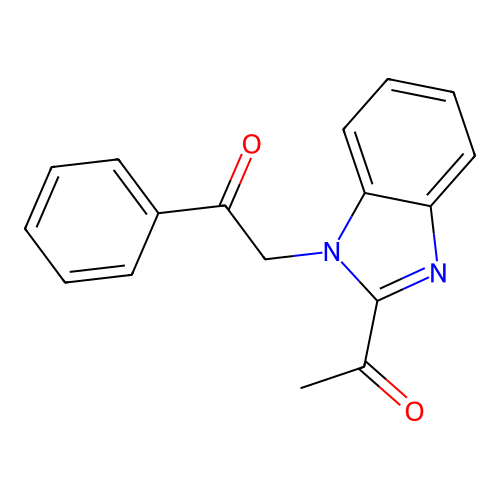 2-(2-acetyl-1H-benzimidazol-1-yl)-1-phenylethanone structure