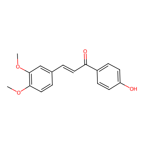 (E)-3-(3,4-dimethoxyphenyl)-1-(4-hydroxyphenyl)prop-2-en-1-one structure