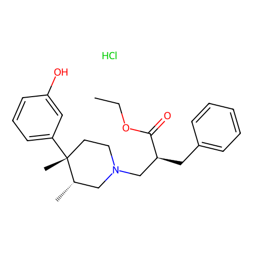 Ethyl (S)-2-benzyl-3-((3R,4R)-4-(3-hydroxyphenyl)-3,4-dimethylpiperidin-1-yl)propanoate hydrochloride structure