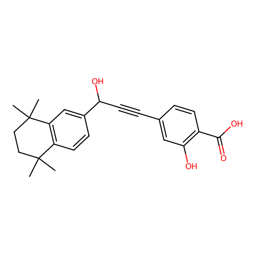 2-hydroxy-4-[3-hydroxy-3-(5,5,8,8-tetramethyl-6,7-dihydronaphthalen-2-yl)prop-1-ynyl]benzoic Acid structure