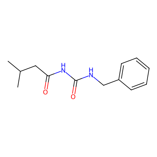N-(benzylcarbamoyl)-3-methylbutanamide structure