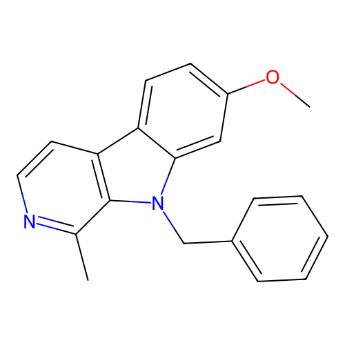 9-Benzyl-7-methoxy-1-methyl-beta-carboline structure