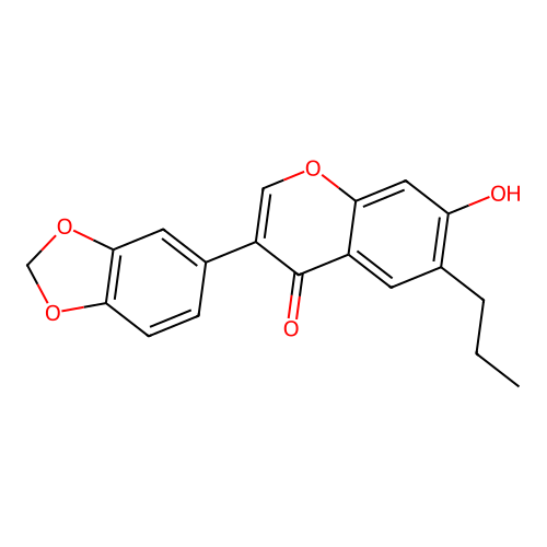 3-(benzo[d][1,3]dioxol-5-yl)-7-hydroxy-6-propyl-4H-chromen-4-one structure