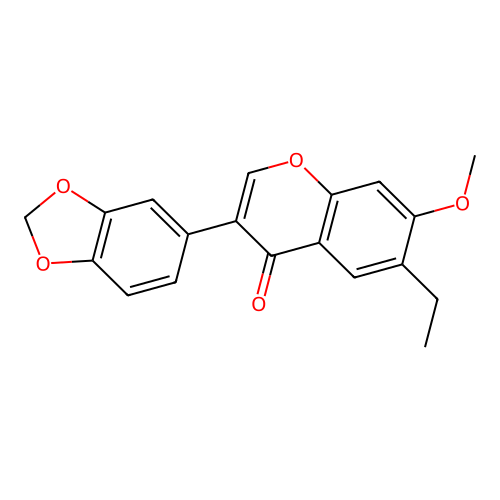 3-(benzo[d][1,3]dioxol-5-yl)-6-ethyl-7-methoxy-4H-chromen-4-one structure