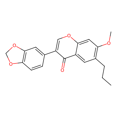 3-(1,3-benzodioxol-5-yl)-7-methoxy-6-propyl-4H-chromen-4-one structure