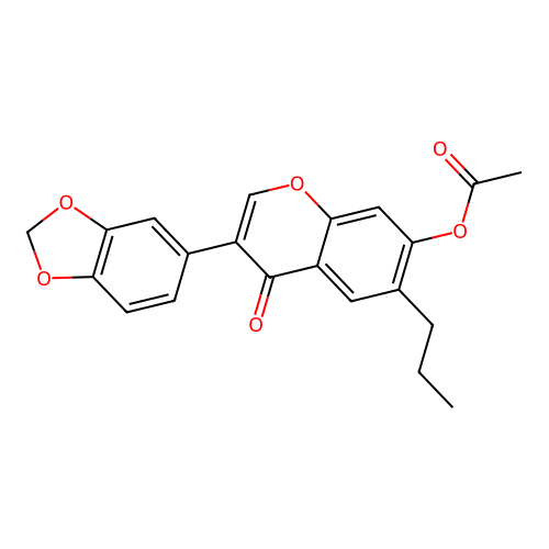 3-(1,3-benzodioxol-5-yl)-4-oxo-6-propyl-4H-chromen-7-yl acetate structure