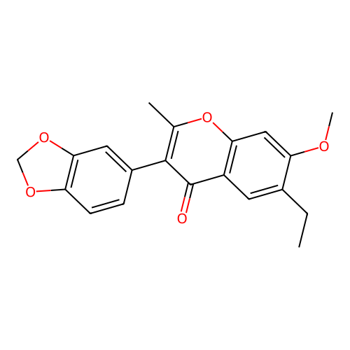 3-(1,3-benzodioxol-5-yl)-6-ethyl-7-methoxy-2-methyl-4H-chromen-4-one structure