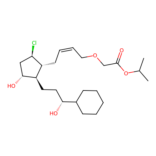 Acetic acid, (((2Z)-4-((1R,2R,3R,5R)-5-chloro-2-((3R)-3-cyclohexyl-3-hydroxypropyl)-3-hydroxycyclopentyl)-2-butenyl)oxy)-, 1-methylethyl ester structure
