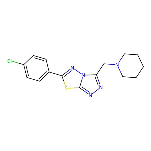 6-(4-chlorophenyl)-3-(1-piperidinylmethyl)[1,2,4]triazolo[3,4-b][1,3,4]thiadiazole structure