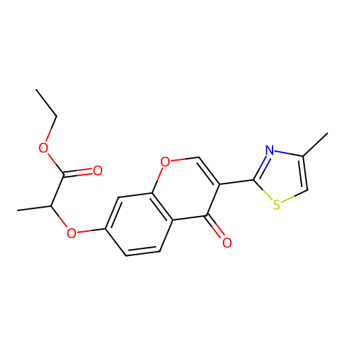 ethyl 2-((3-(4-methylthiazol-2-yl)-4-oxo-4H-chromen-7-yl)oxy)propanoate structure