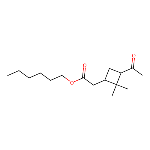 Hexyl 3-acetyl-2,2-dimethylcyclobutaneacetate structure