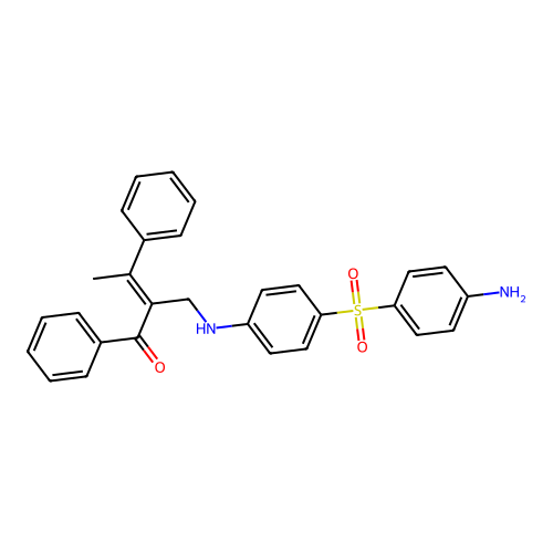 2-[[4-(4-Aminophenyl)sulfonylanilino]methyl]-1,3-diphenylbut-2-en-1-one structure