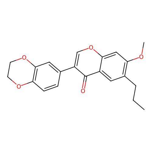 3-(2,3-dihydro-1,4-benzodioxin-6-yl)-7-methoxy-6-propyl-4H-chromen-4-one structure