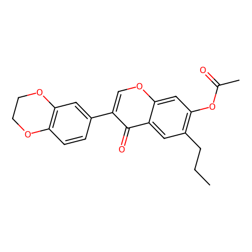 3-(2,3-dihydro-1,4-benzodioxin-6-yl)-4-oxo-6-propyl-4H-chromen-7-yl acetate structure