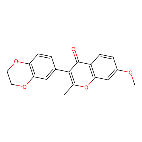 3-(2,3-dihydro-1,4-benzodioxin-6-yl)-7-methoxy-2-methyl-4H-chromen-4-one structure