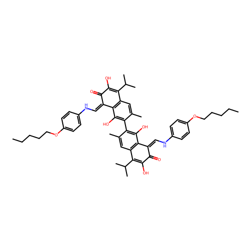 (1Z)-7-[(8Z)-1,6-dihydroxy-3-methyl-7-oxo-8-[(4-pentoxyanilino)methylidene]-5-propan-2-ylnaphthalen-2-yl]-3,8-dihydroxy-6-methyl-1-[(4-pentoxyanilino)methylidene]-4-propan-2-ylnaphthalen-2-one structure