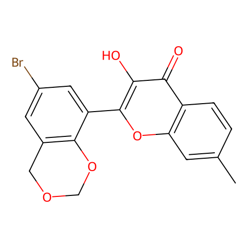 2-(6-bromo-4H-benzo[d][1,3]dioxin-8-yl)-3-hydroxy-7-methyl-4H-chromen-4-one structure