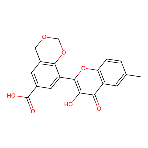 8-(3-hydroxy-6-methyl-4-oxo-4H-chromen-2-yl)-4H-benzo[d][1,3]dioxine-6-carboxylic acid structure