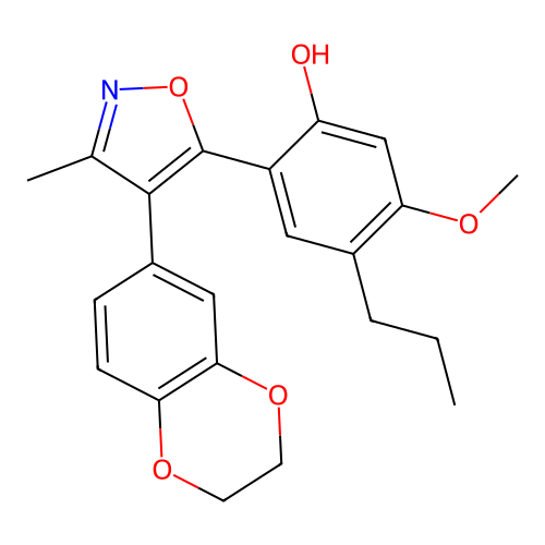 6-[4-(2,3-dihydro-1,4-benzodioxin-6-yl)-3-methyl-2H-1,2-oxazol-5-ylidene]-3-methoxy-4-propylcyclohexa-2,4-dien-1-one structure